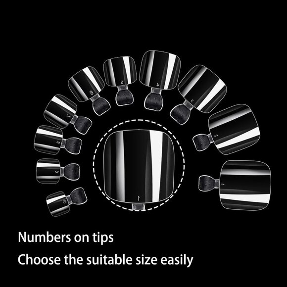 Toe Nail Tips, 550PCS Full Cover Clear Soft Gel Tips, 11 Sizes Toe False Nails - Picture 3 of 4